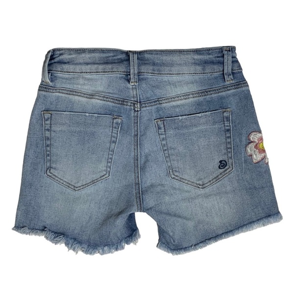 Indigo Rein Jean Shorts Embroidered Boho Flower Frayed Retro Hippy Junior SZ 3 - Picture 7 of 13